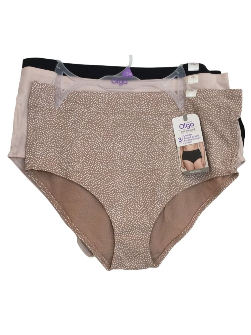 OLGA by warners Ladies Full Support High Waist Size 2X Taupe Beige Black